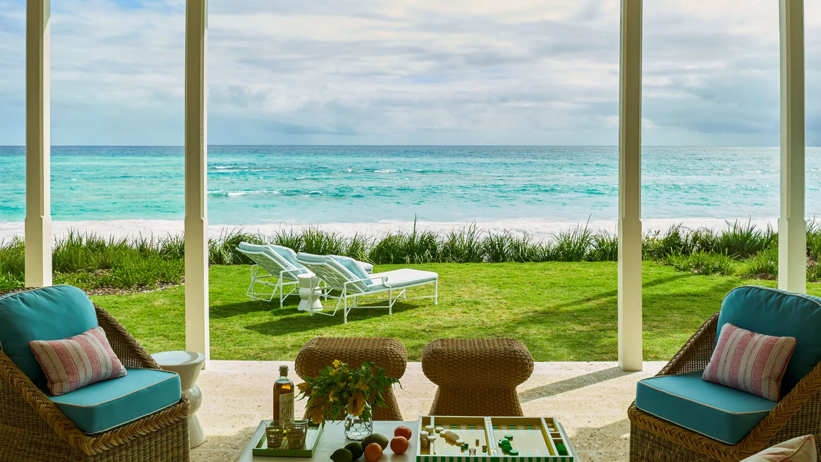 Villa Doubles porch with ocean view, Harbour Island, Bahamas