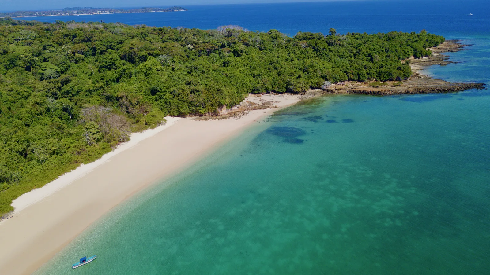 A beach in the Las Perlas archipelago, Panama, from the air